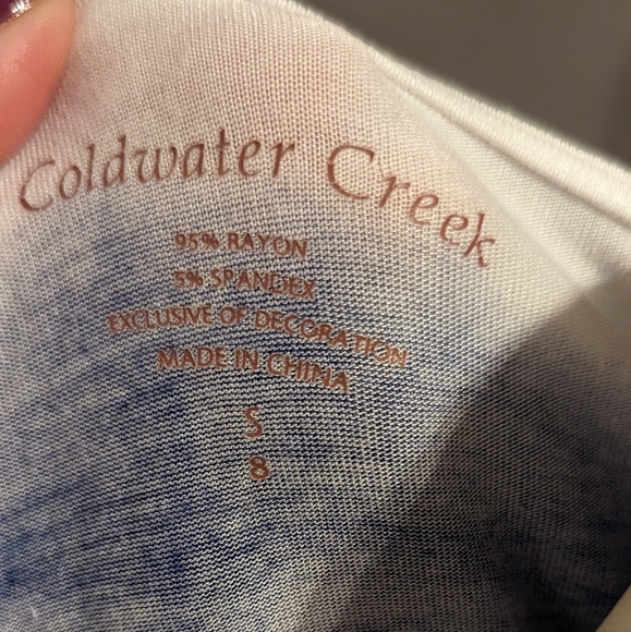 Stretchy Coldwater creek sequin nautical striped blue top small summer club - Picture 7 of 7